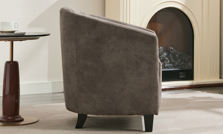 Image 9: Bronzing Fabric Tub Chair with Footstool