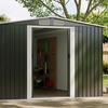 Image 19: Outdoor Black Garden Metal Storage Shed with Log Storage