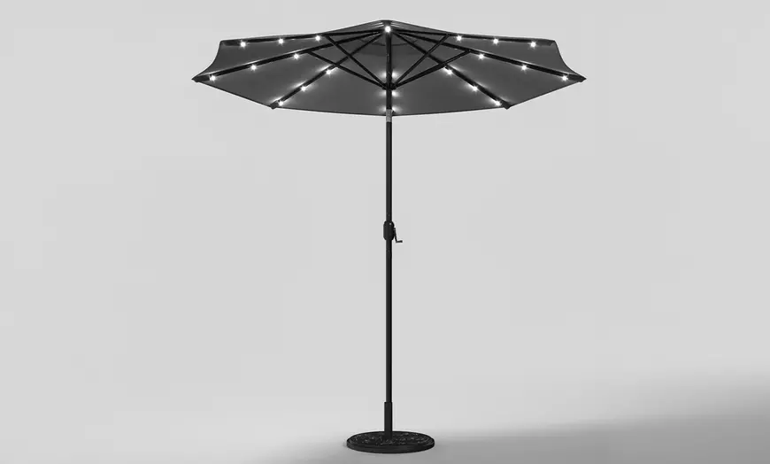 Image 4: Rotatable Solar Strip Lighting Umbrella with Fillable Base
