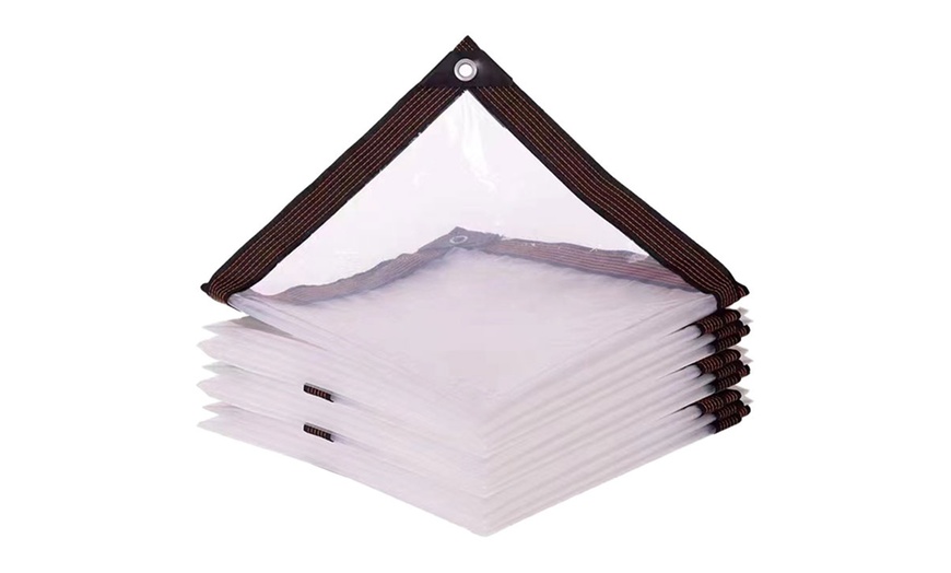 Image 1: Clear Plastic Tarps with Grommets