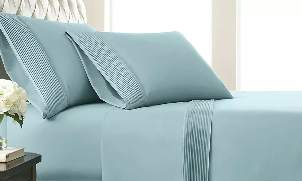 Premium Collection Double Brushed Extra Deep Pocket Pleated Sheet Set