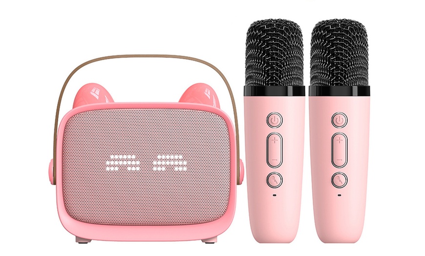 Image 6: Mini Bluetooth Karaoke Machine with 2 Wireless Microphones
