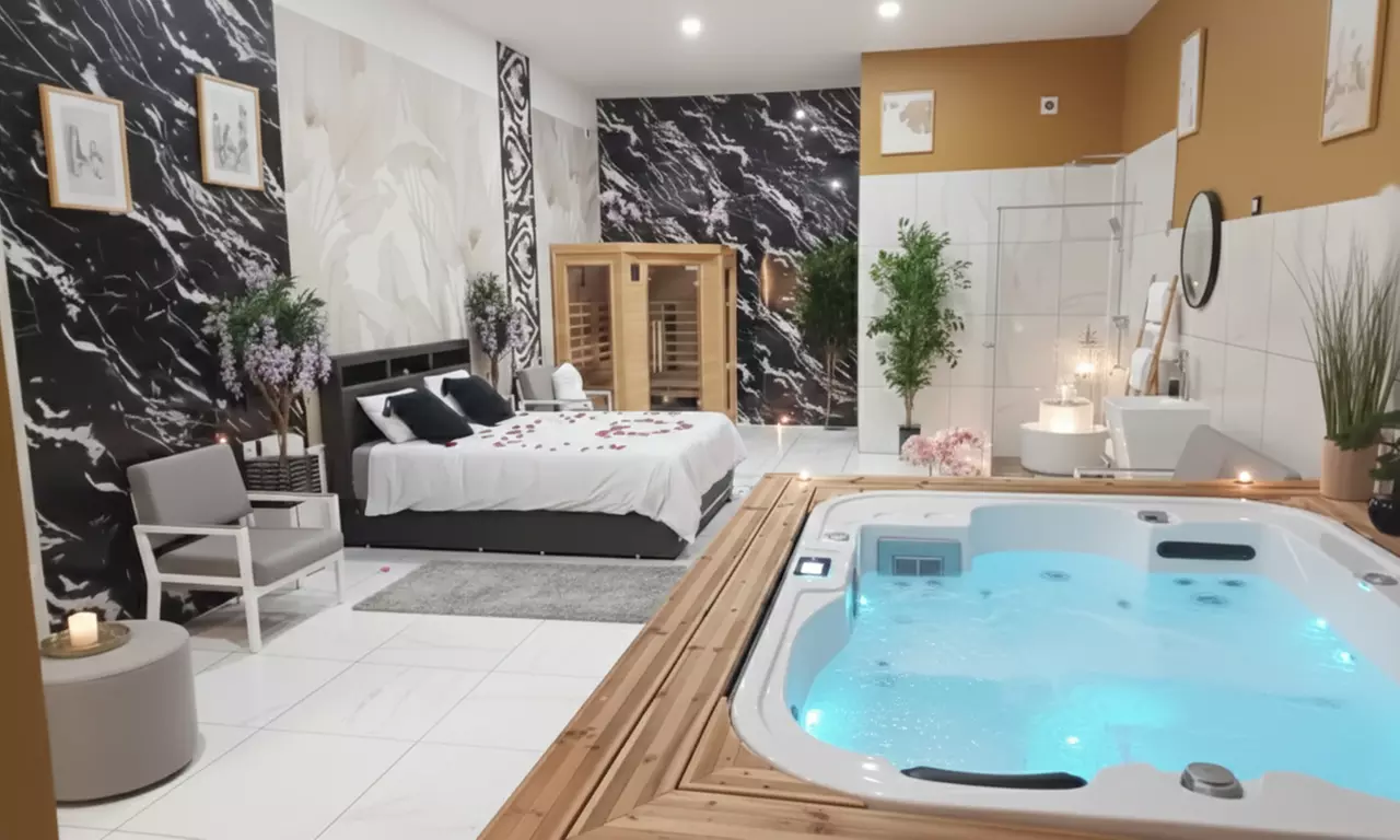 Spa privatif avec sauna, bains à remous et boissons
