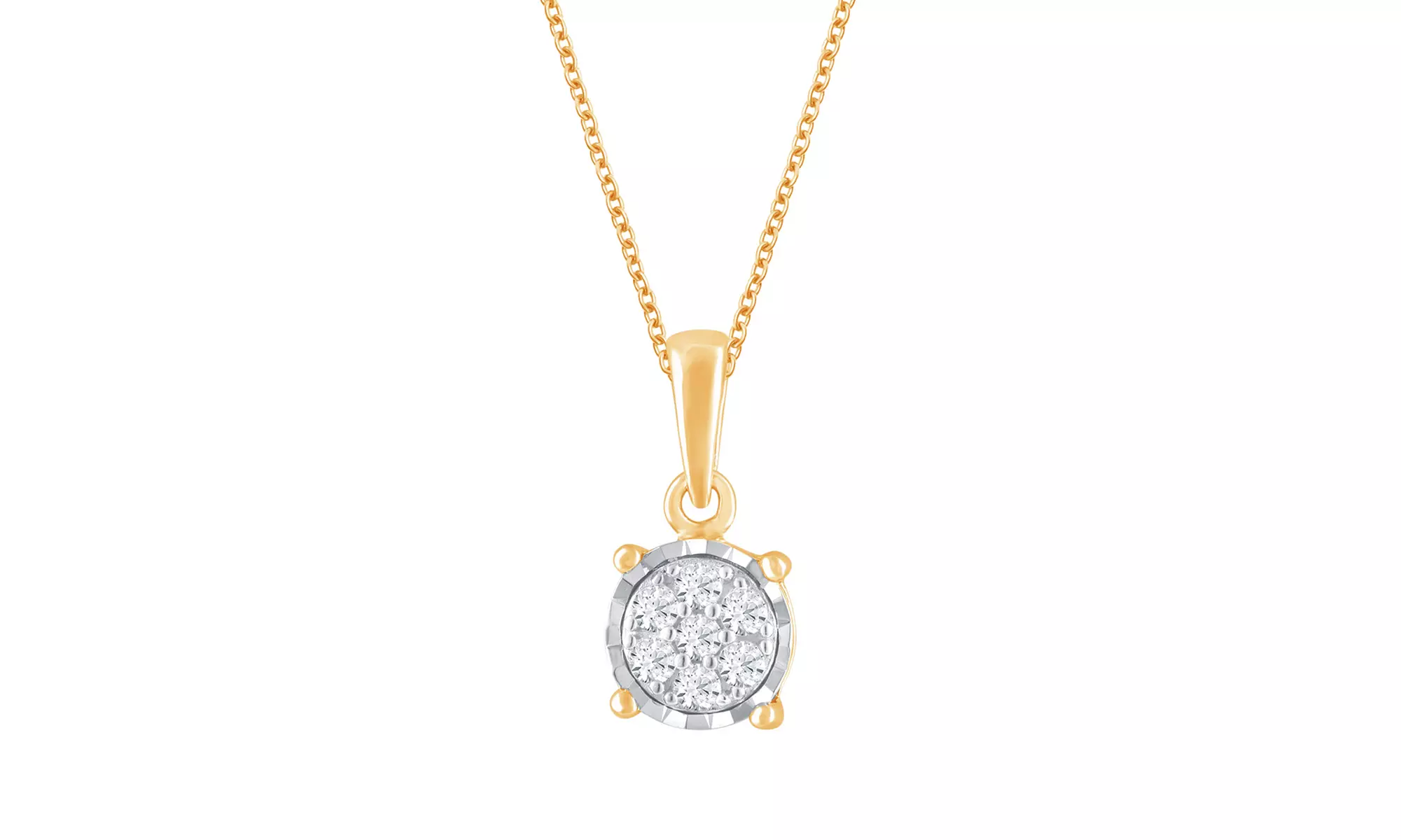 Sterling Silver Miracle Plated Round Diamond Cluster Pendant Necklace for Women