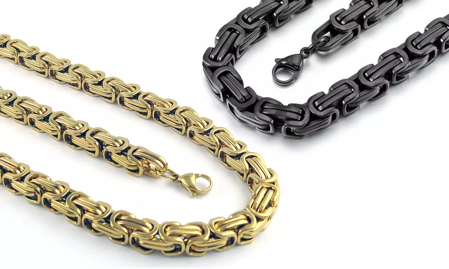 Men's Stainless Steel 24 Inch Byzantine Necklace Multiple Styles Available