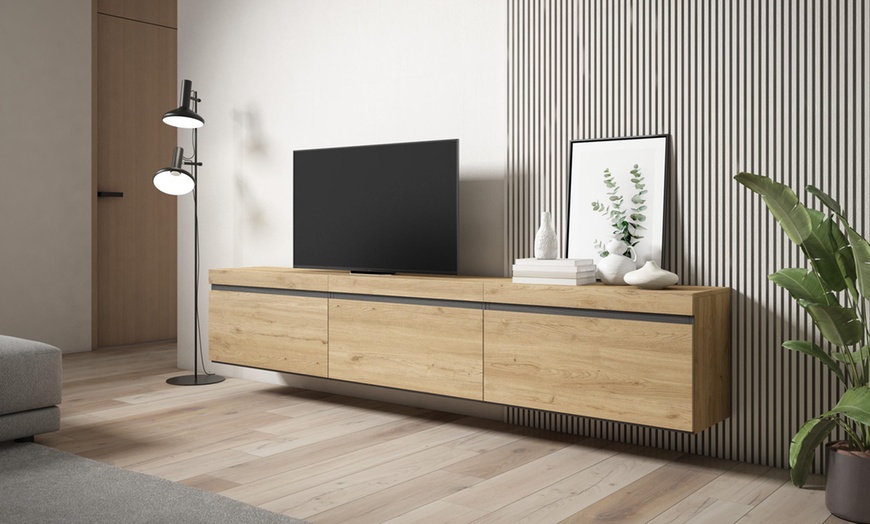 Image 2: Meuble TV suspendu avec grande capacité de rangement  