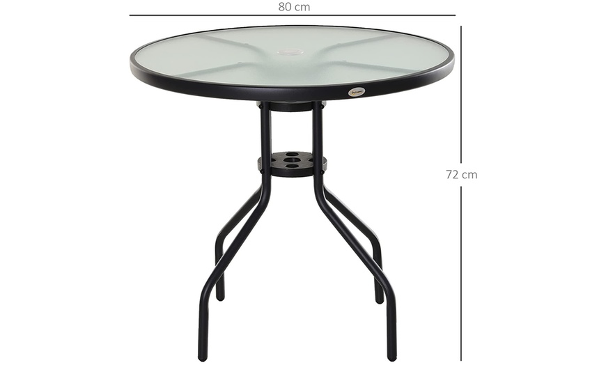 Image 7: Outsunny Outdoor Glass Top Table