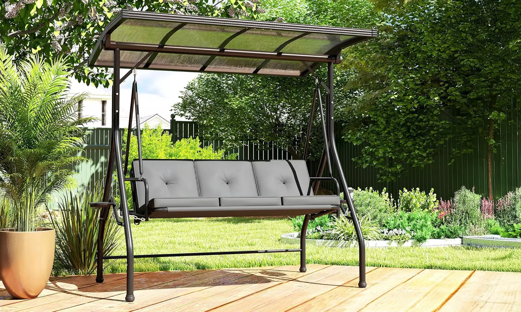 Outsunny 3 Seater Garden Swing Seat Bed