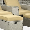 Image 10: Outsunny Rattan-Effect 2 Sun Loungers with Footstools, with Cushions
