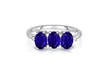 3.00 CTTW Sapphire 3 Stone Sterling Silver Ring - Second Medium