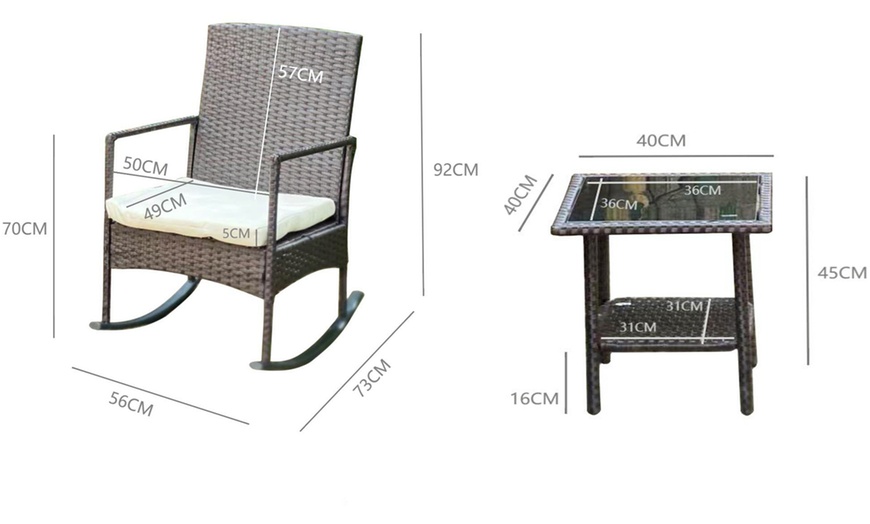 Image 5: Furniture one 3-Piece Outdoor Rattan Effect Bistro Set