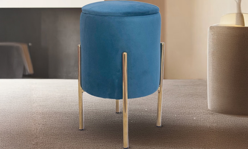 Image 8: Pouf en velours "Arturo" avec espace de rangement