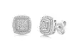 1/10 CT Diamond Cluster Halo Cushion Frame Stud Earrings in Sterling Silver - Second Medium