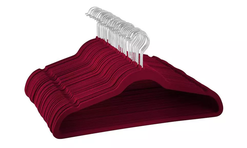 Velvet Space Saving Non-Slip Suit Hangers with Swivel Hook (25-, 50-, or 100-Pack) - Second Medium