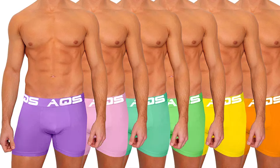 6 Pack AQS Men's Classic Fit Colorful Boxer Briefs
