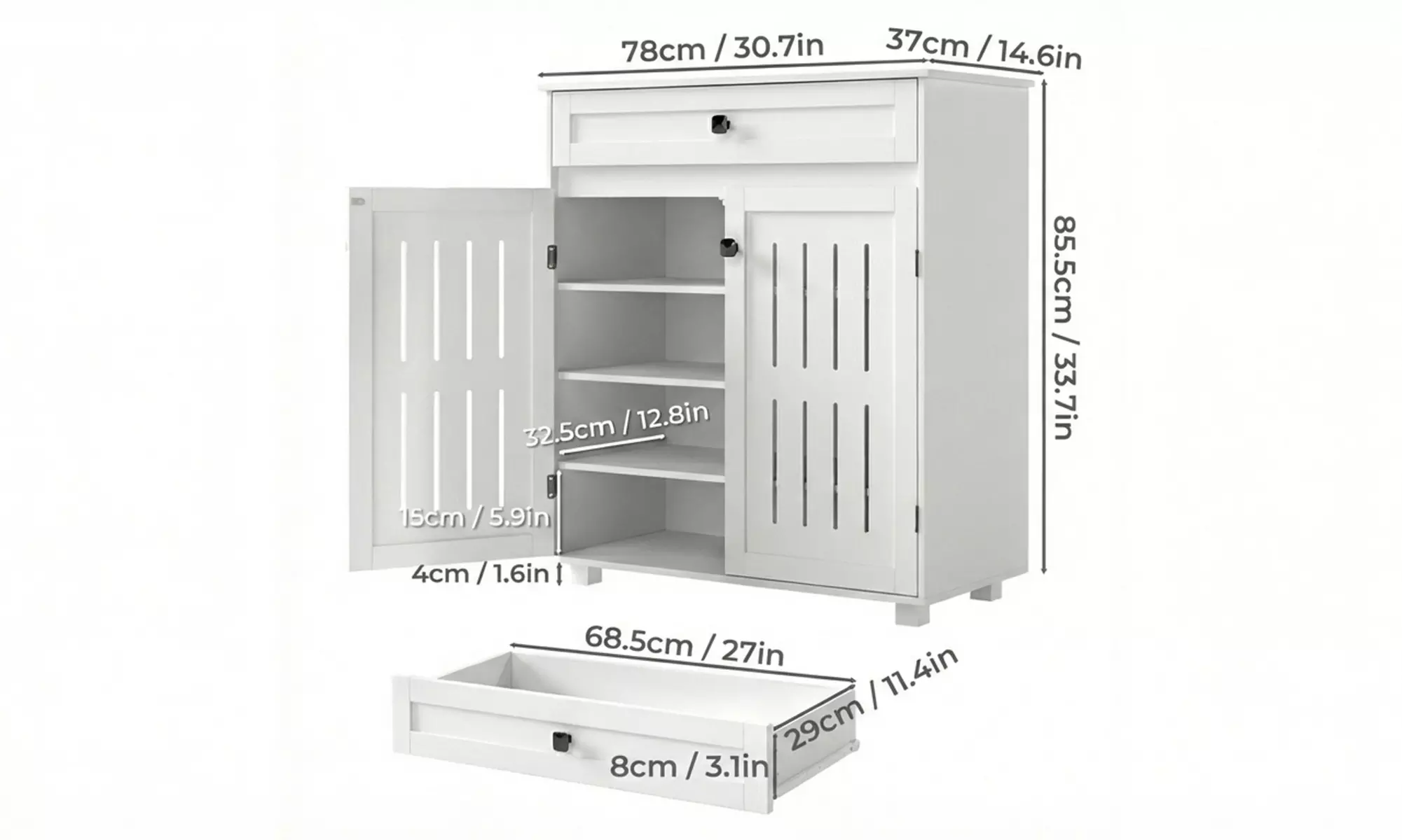 Levede Louvre Shoe Storage Cabinet