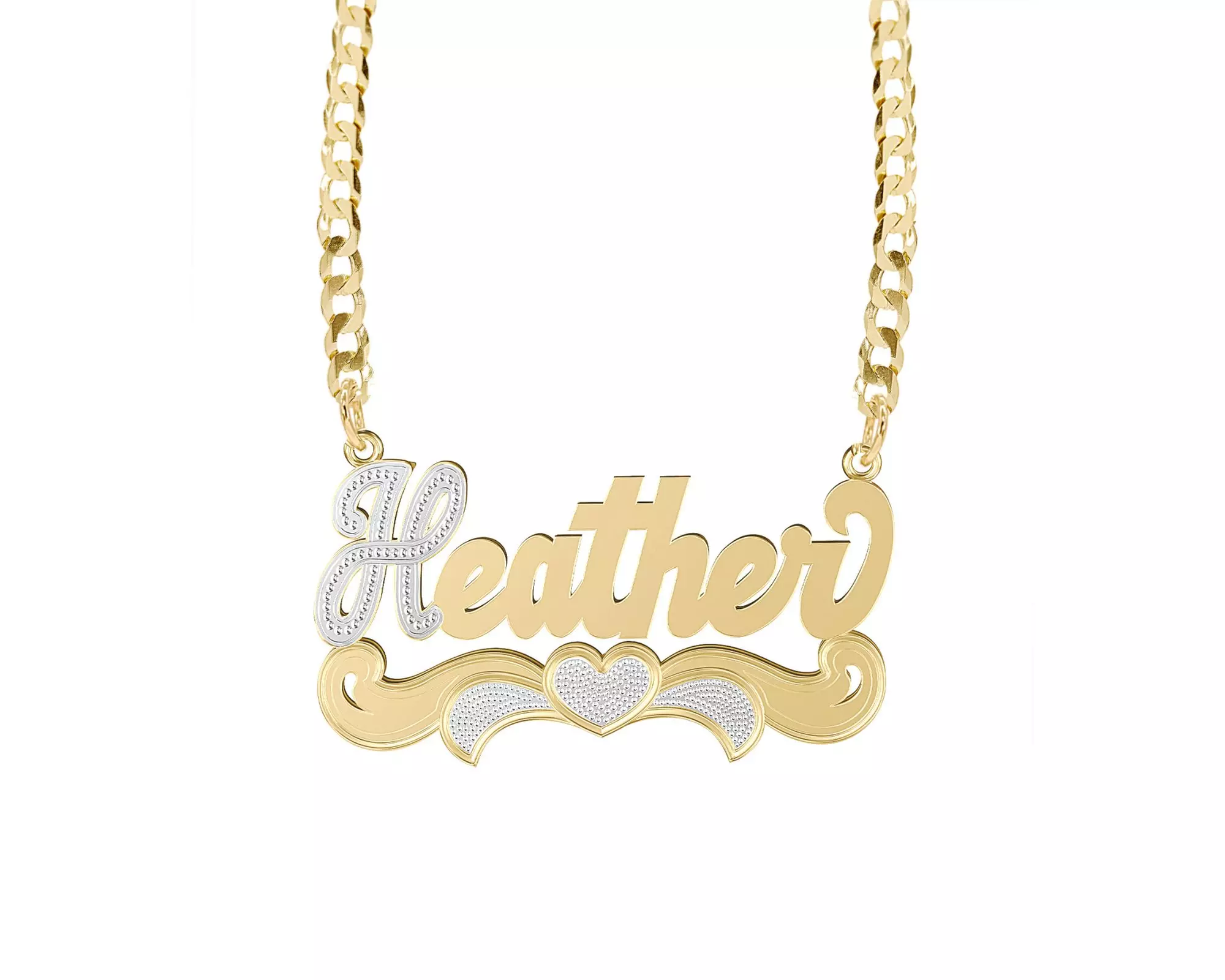 Double-Plated Block Name or Script Name Necklace at MonogramHub