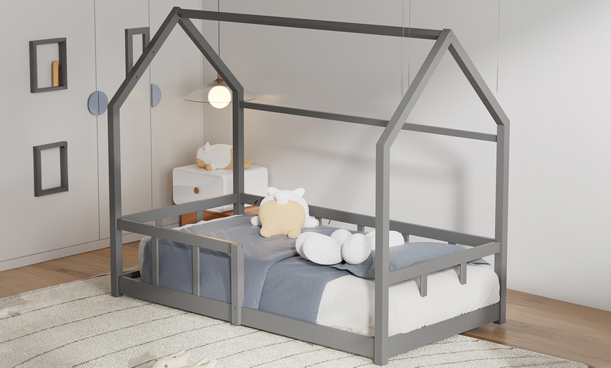 Image 4: Pine Wood Children House Bed Frame