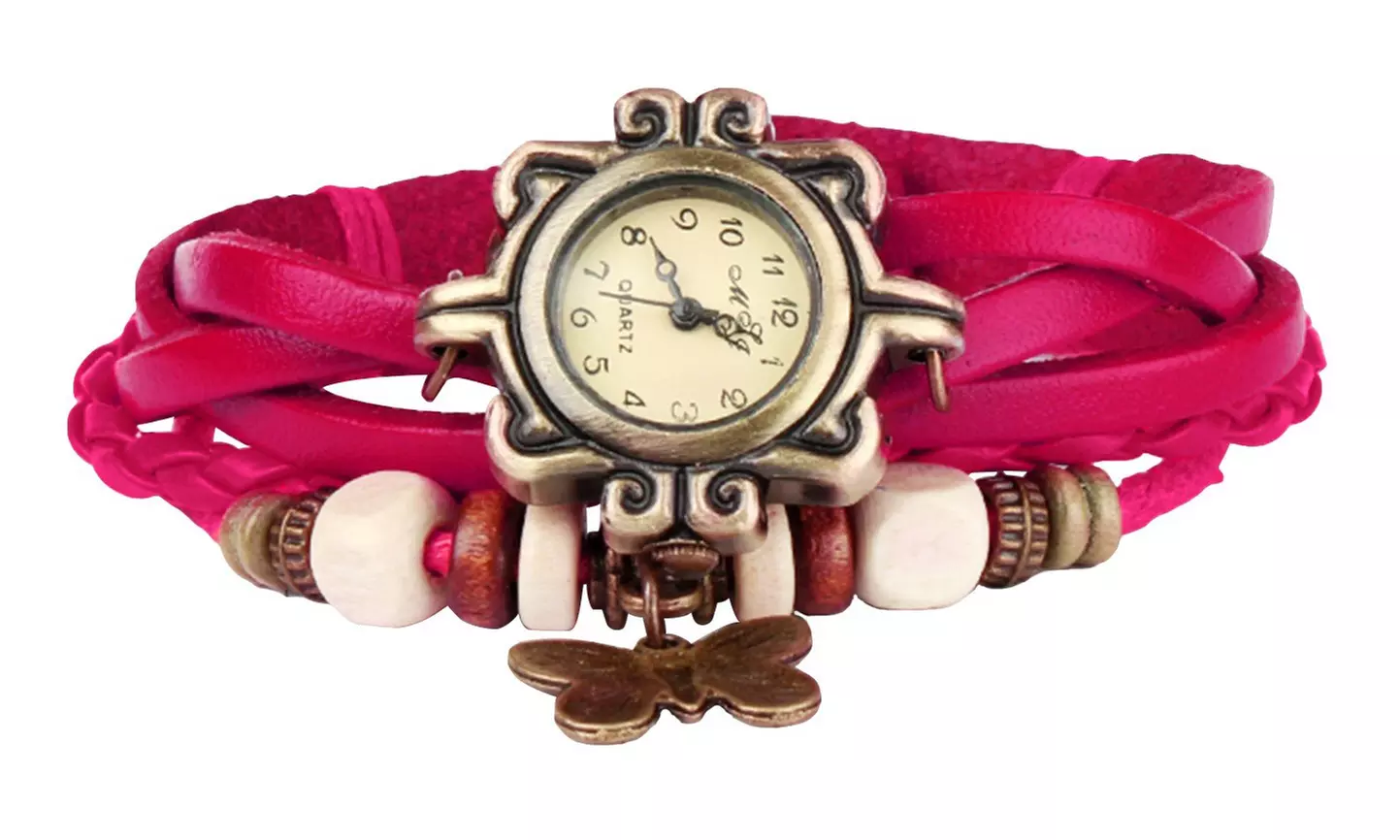 Women's Vintage Bohemian Vegan Leather Watch  (Charm And Color Choices)