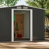 Image 9: Outdoor Black Garden Metal Storage Shed with Log Storage
