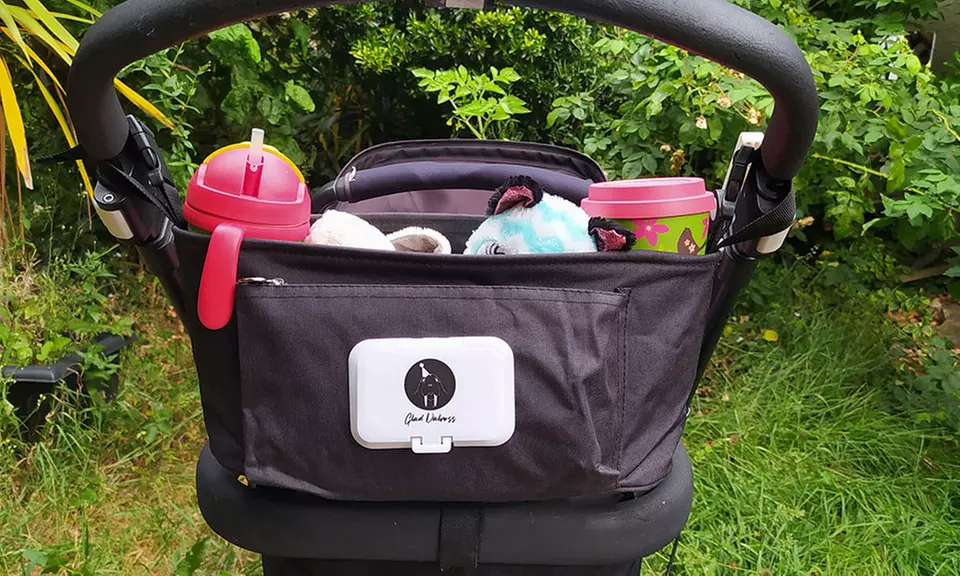 Baby Pushchair Organiser with Easy-Access Wipes Dispenser