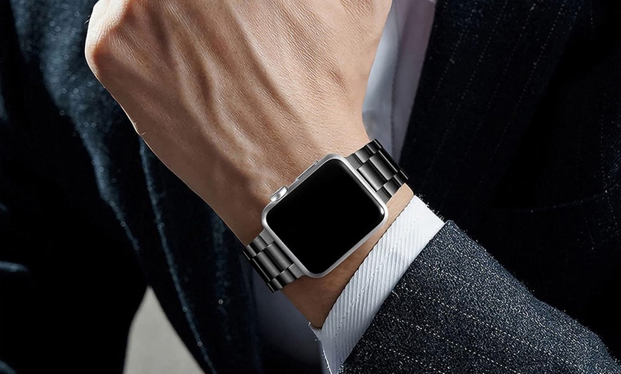Image 2: 2er-Set Edelstahl-Ersatz-Armbänder für Apple Watch