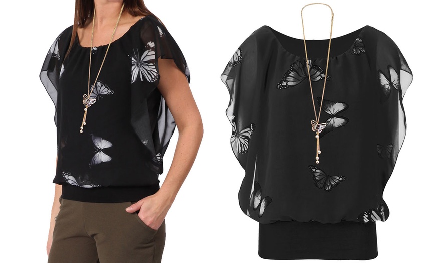 Image 2: Women's Butterfly-Print Top