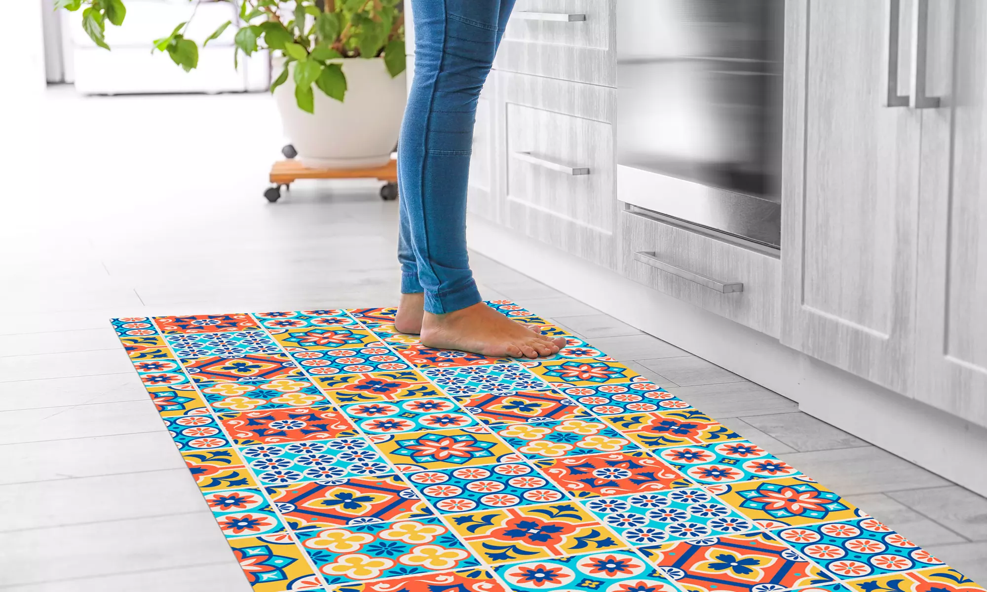 Non-Slip Kitchen Runner Rug with Digital Print