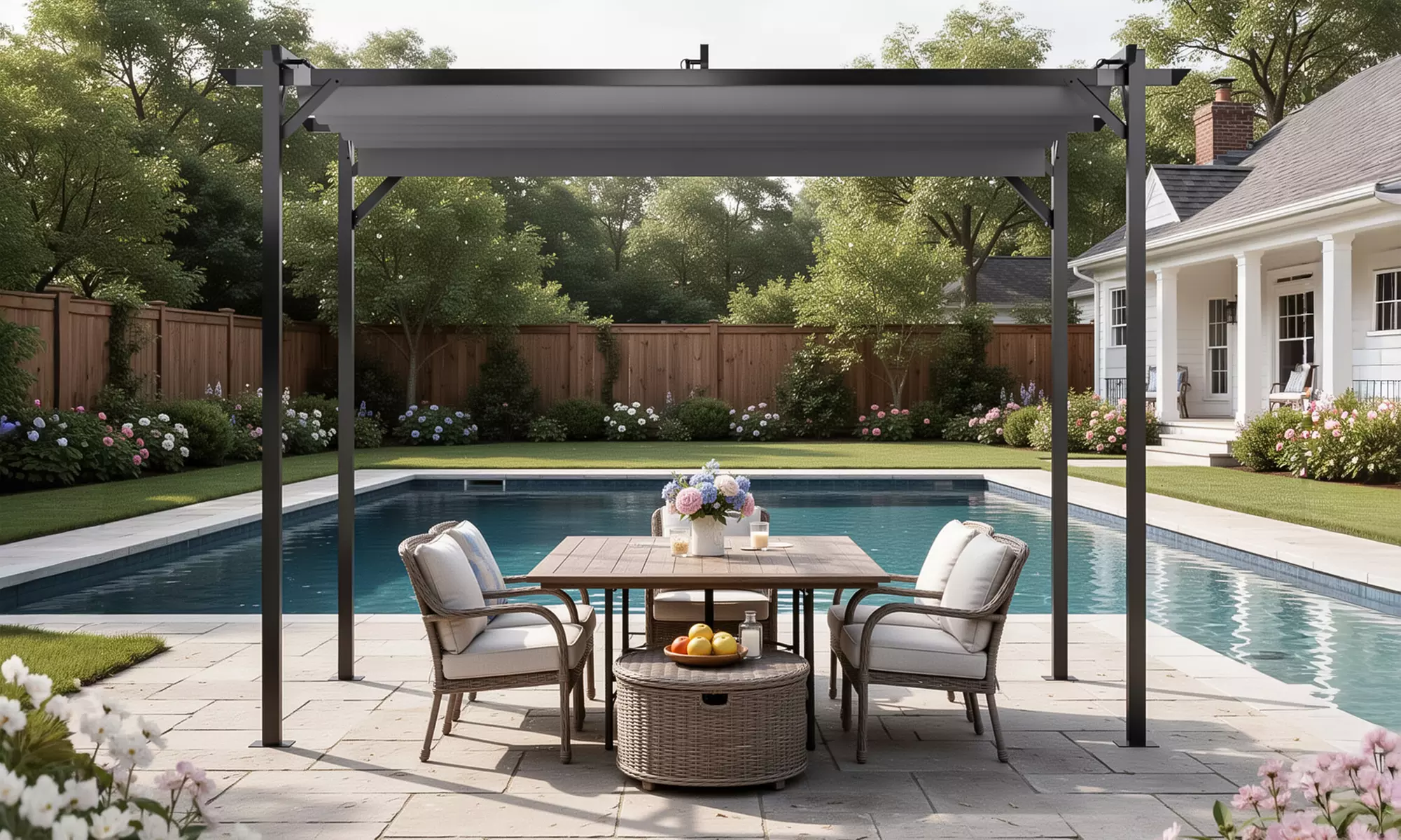 Rattrix 6.5' × 10' Retractable Canopy Pergola