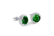 3.00 CTTW Emerald Halo Sterling Silver Studs - Second Medium