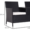 Image 8: Outsunny Two-Seater Rattan-Effect Chair with Integrated Table, Black