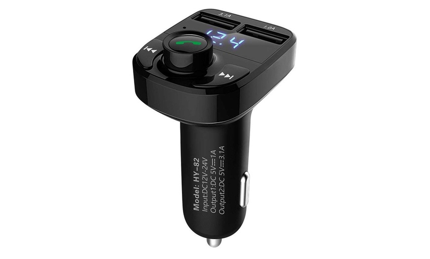 Image 2: Bluetooth Car Kit FM Transmitter Wireless Radio Adapter USB Charger
