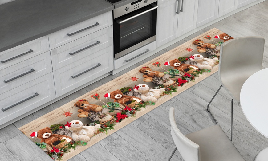 Image 4: Tappeto passatoia da cucina in stile natalizio