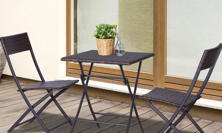 Image 8: Outsunny Rattan-Effect Bistro Set