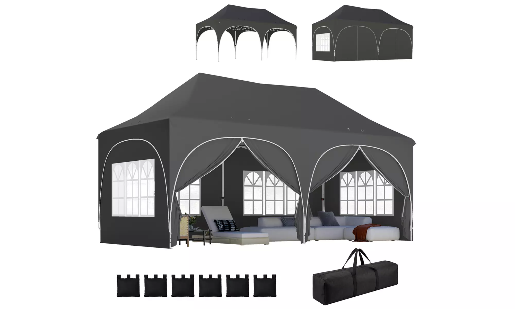 Outsunny 3m x 6m Pop Up Gazebo with Sides