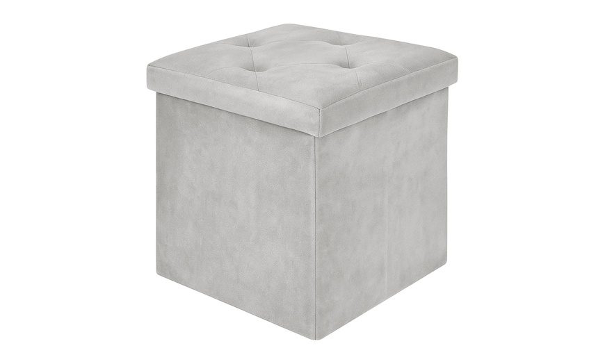 Image 6: Puff cuadrado con tapizado de terciopelo