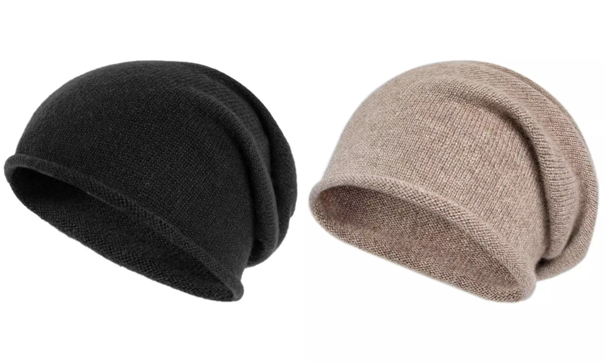 1x oder 2x Kaschmir Slouchy Beanie Strickmütze