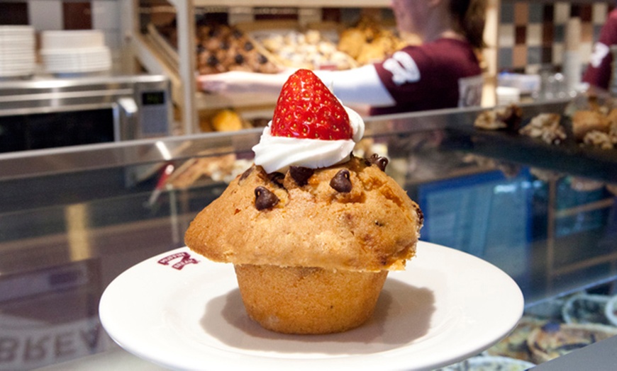 Image 8: Freshly baked Muffin or Cake Slice with Tea or Coffee