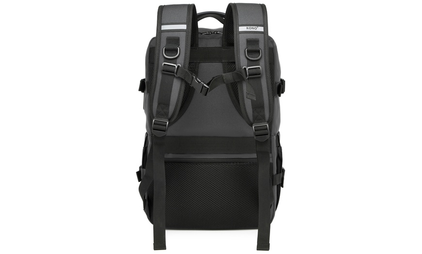 Image 19: KONO PVC Coated Water-Resistant Backpack Travel Business Laptop Bag