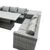 Image 2: Fimous Seven-Piece Rattan-Effect Dining Set with Adjustable Table