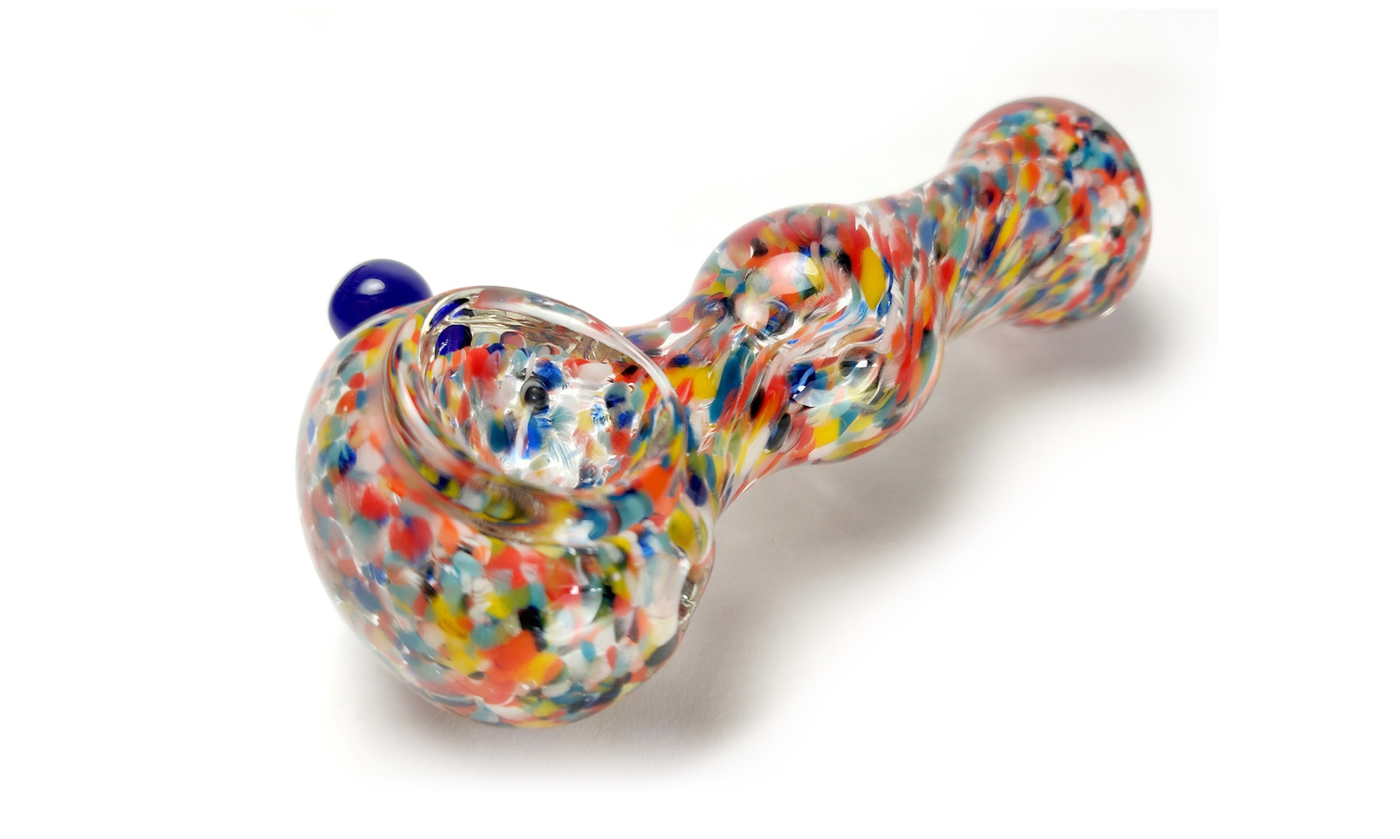 Multi Colored Speckled Glass Hand Blown Hand Pipe