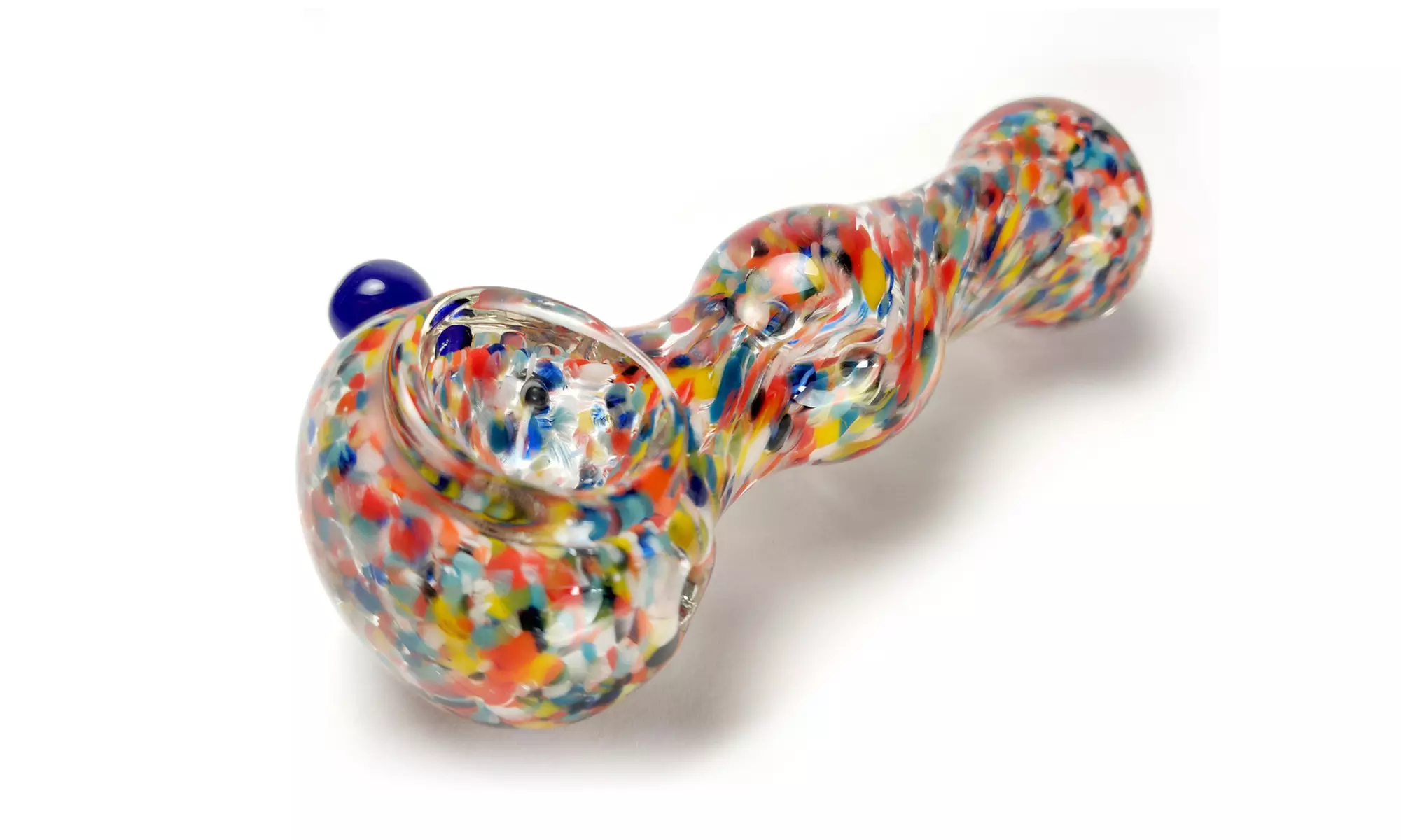 Multi Colored Speckled Glass Hand Blown Hand Pipe