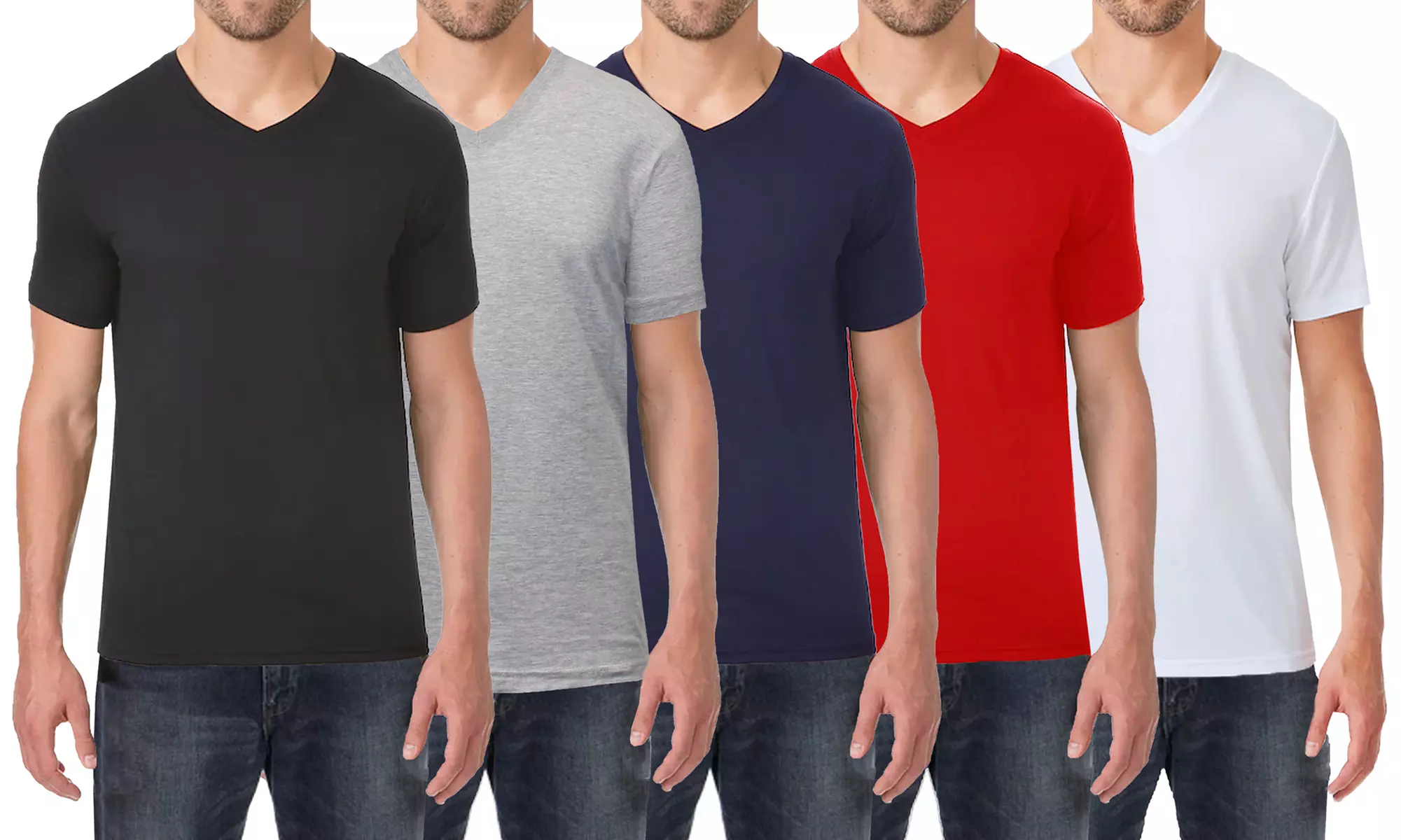 3-Pack Men's Short Sleeve V-Neck Cotton-Stretch Tee (S-2XL)
