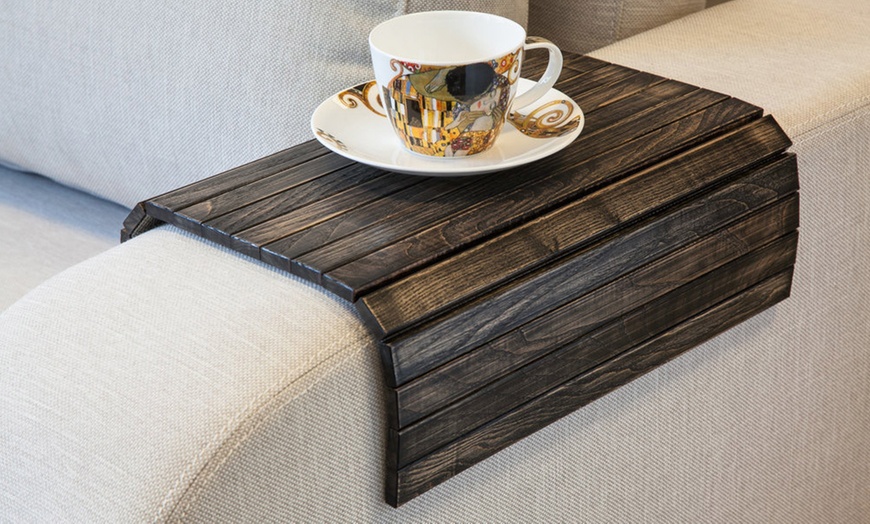 Image 2: Solid Wooden Sofa Tray