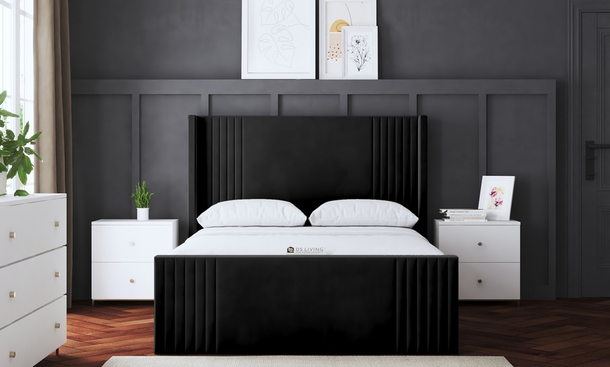 Image 7: Elara Winged Panel Bed in Various Sizes and Colours