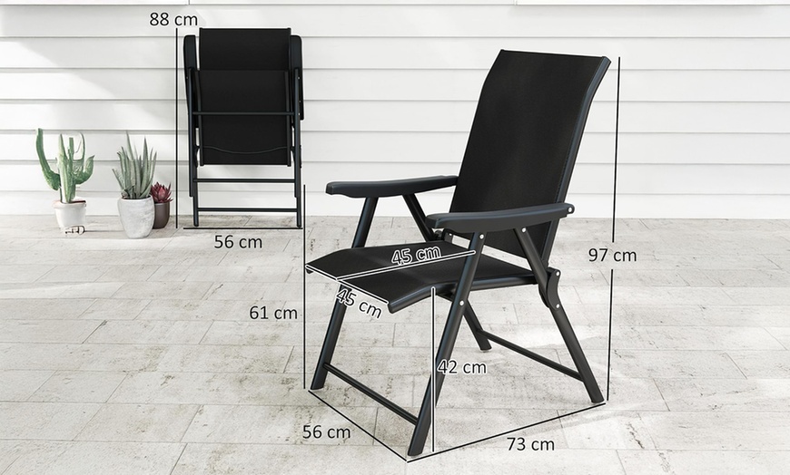 Image 9: Outsunny Set of 4 Folding Garden Chairs