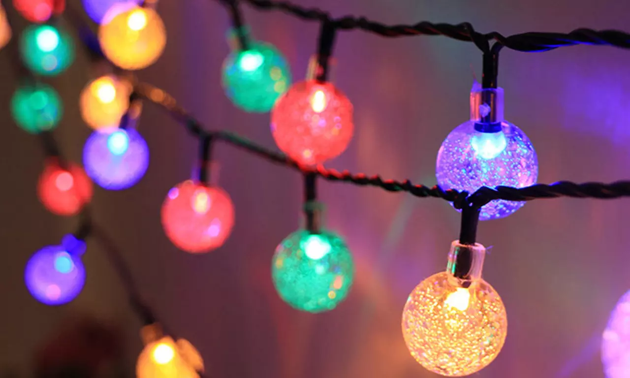 50 LED Multi-Coloured Solar Garden String Light-Multi-color/Warm/White