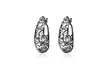 Black Flashed 925 Silver Two-Tone Diamond-cut Filigree Swirl Small Hoop Earrings - Second Medium