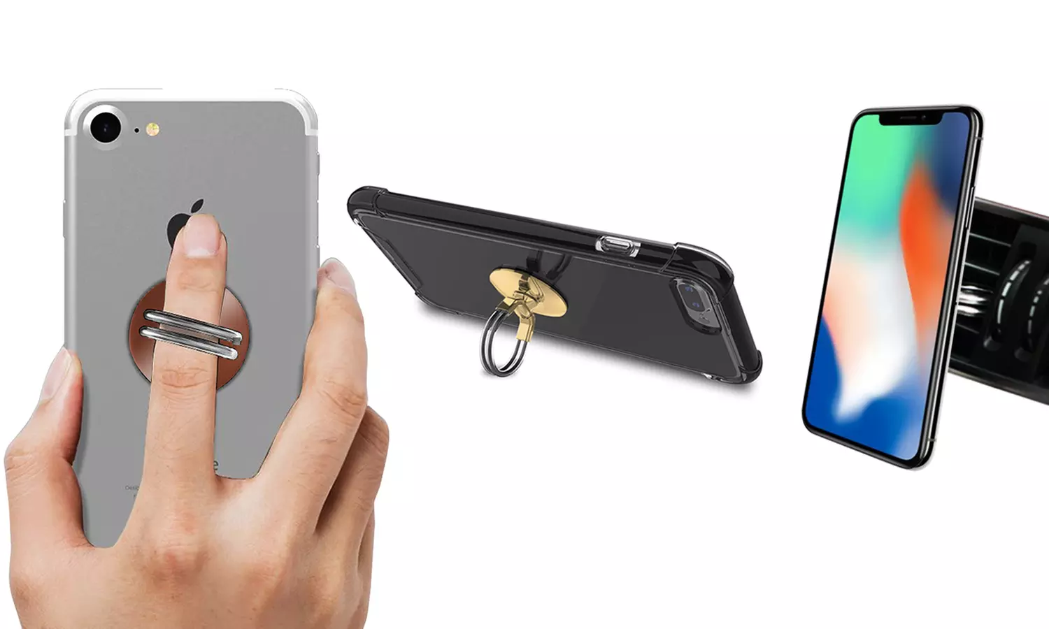 Aduro U-Grip 3-In-1 Phone Stand, Vent Mount, and Rotating Ring Grip (1- or 2-Pack) - Primary Image