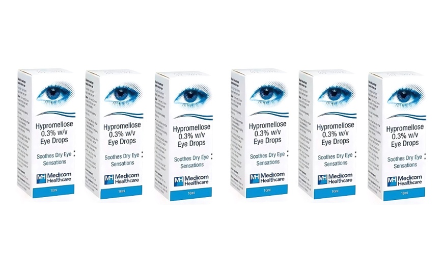 Image 1: Six Packs of Hypromellose 0.3% Eye Drops, Soothing Relief for Dry Eyes